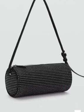 Mango Black Studded Cylinder Shoulder Bag